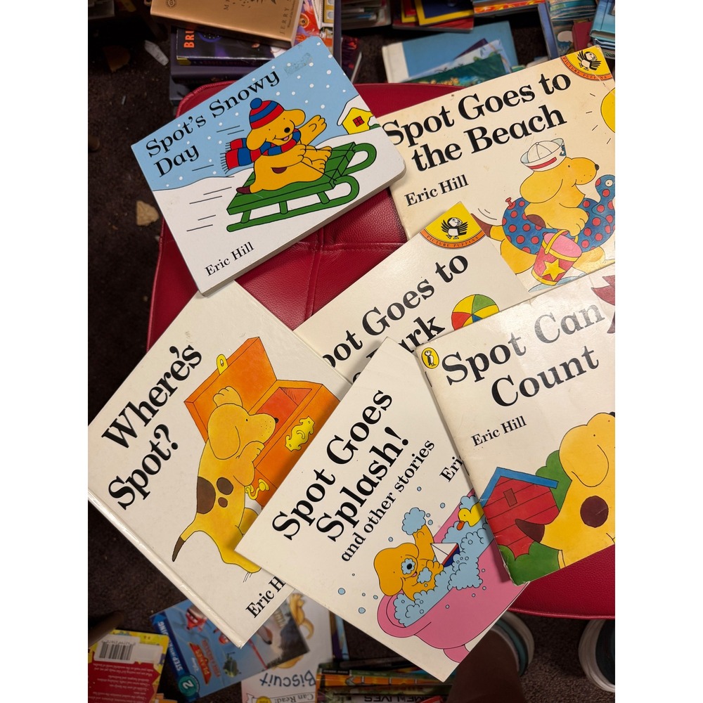Eric Hill Spot the Dog Book Lot of 6 Where's Spot Goes to Beach Park Snowy Day
